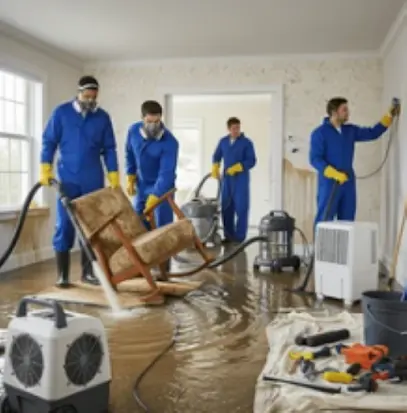 A West Valley crew clearing a flooded Calabasas room