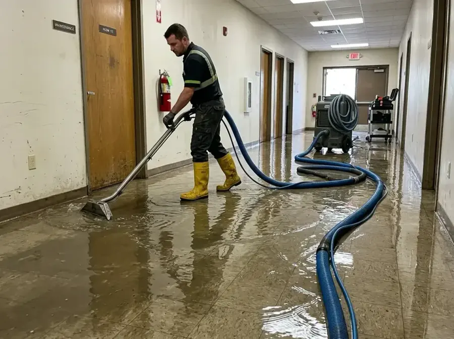 Water being extracted from a commercial suite hallway in Calabasas, CA