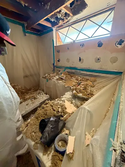 Water intrusion opening a ceiling under a roof during a storm in Calabasas, CA