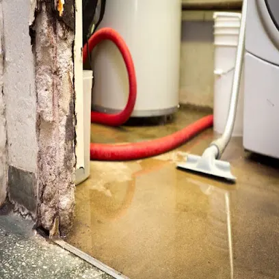 Water pooling around a failed water heater in a Calabasas, CA garage